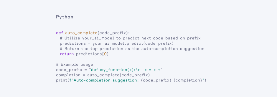 code snippet using Python demonstrating basic template-based code generation