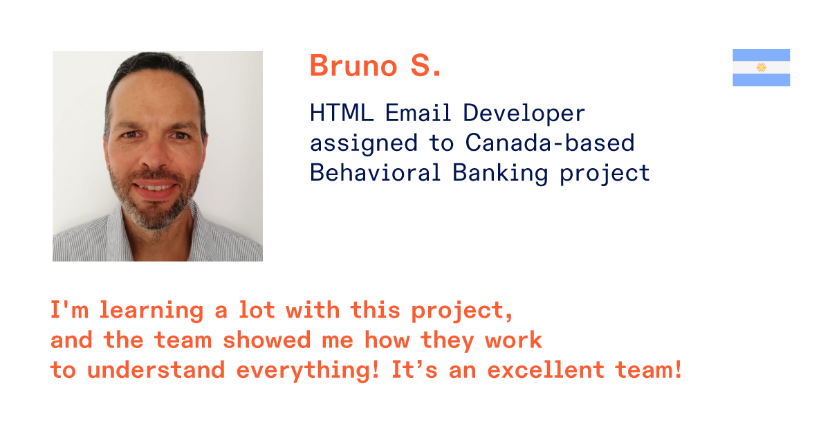 a headshot of a smiling man on light background, with information about job role 