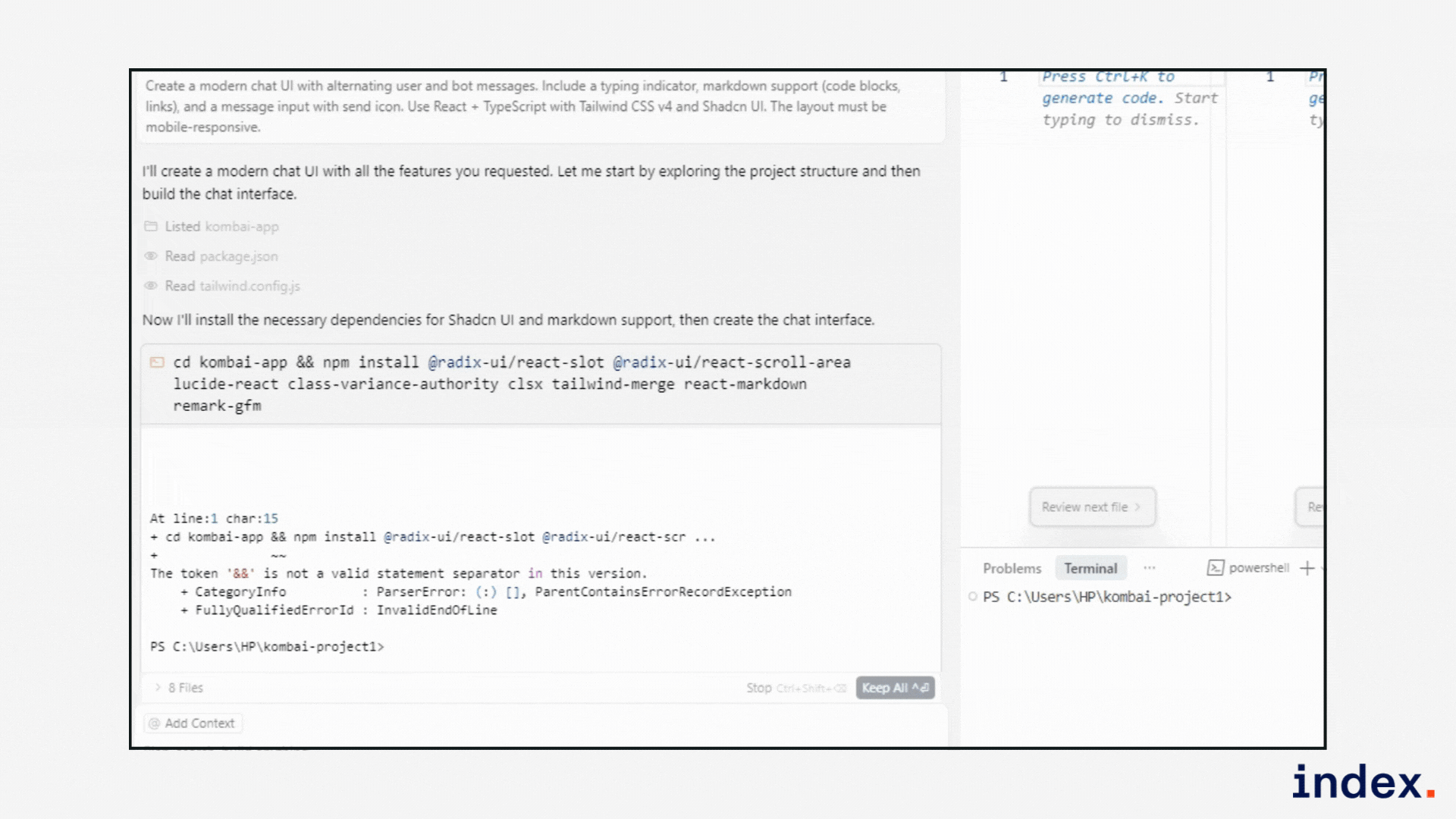Building a habit tracker app in Kombai
