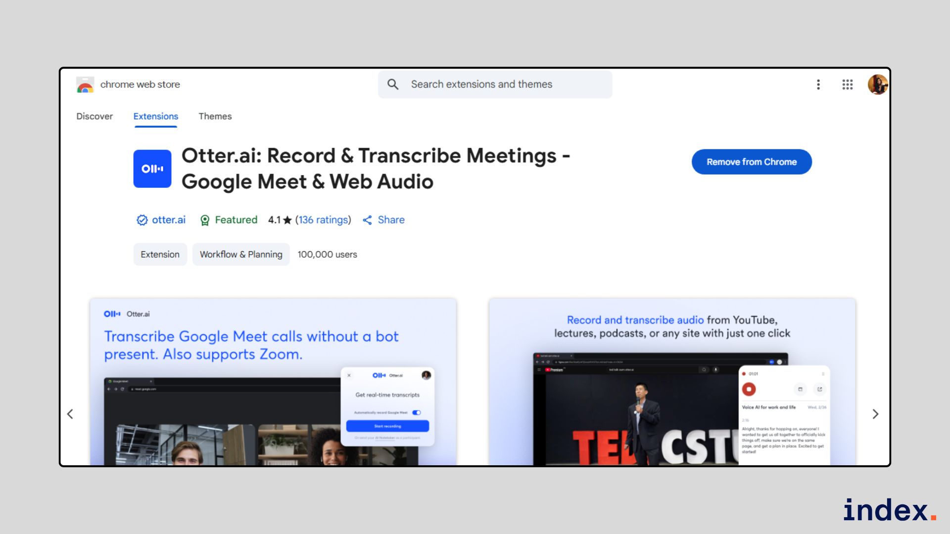 Otter.ai Chrome extension
