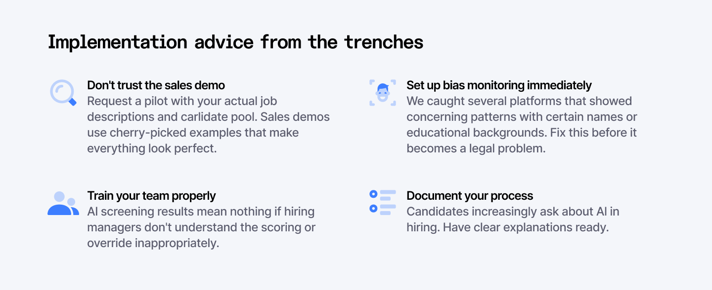 Implementation advice from the trenches