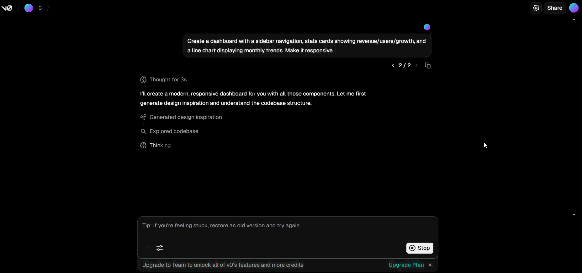 v0 task: Create a dashboard with a sidebar navigation