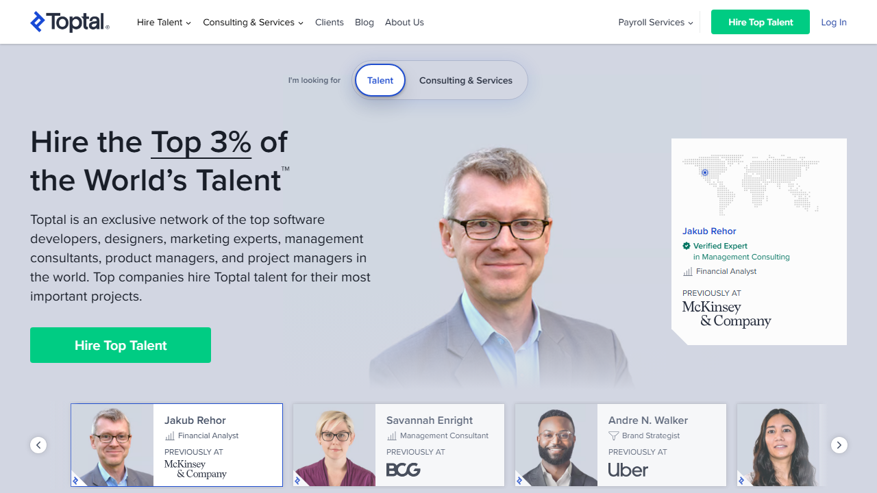 Toptal homepage