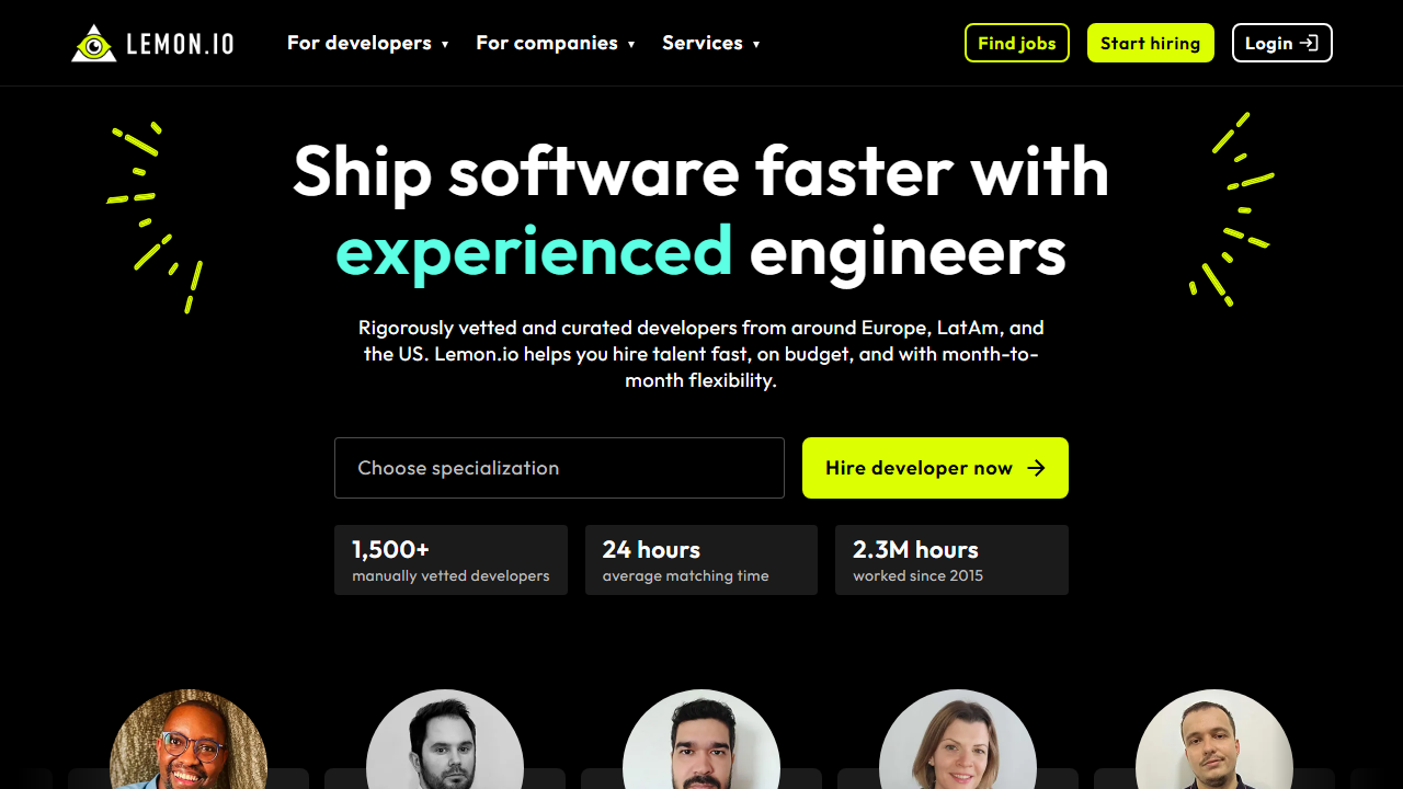 6. Lemon.io homepage