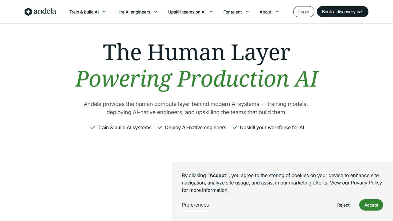 Andela homepage