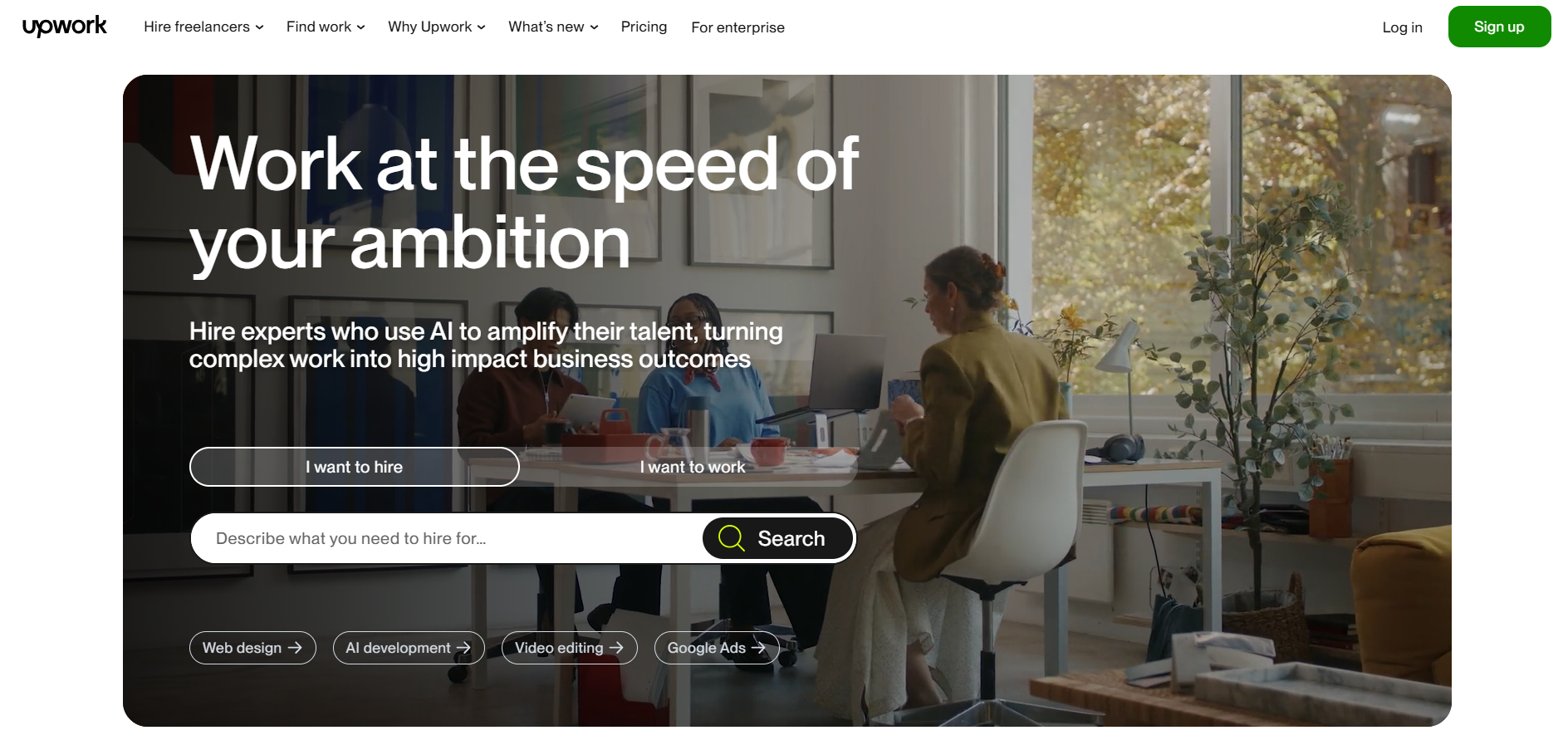 3. Upwork homepage