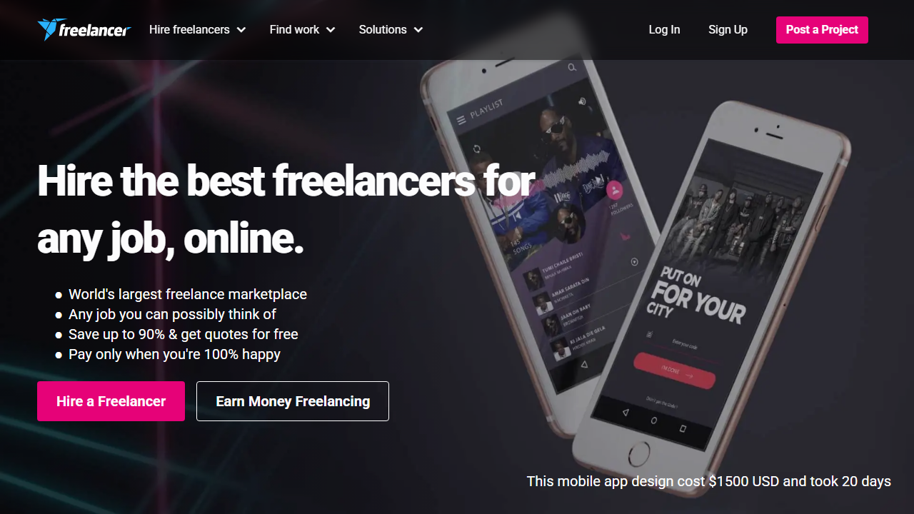 Freelancer.com homepage