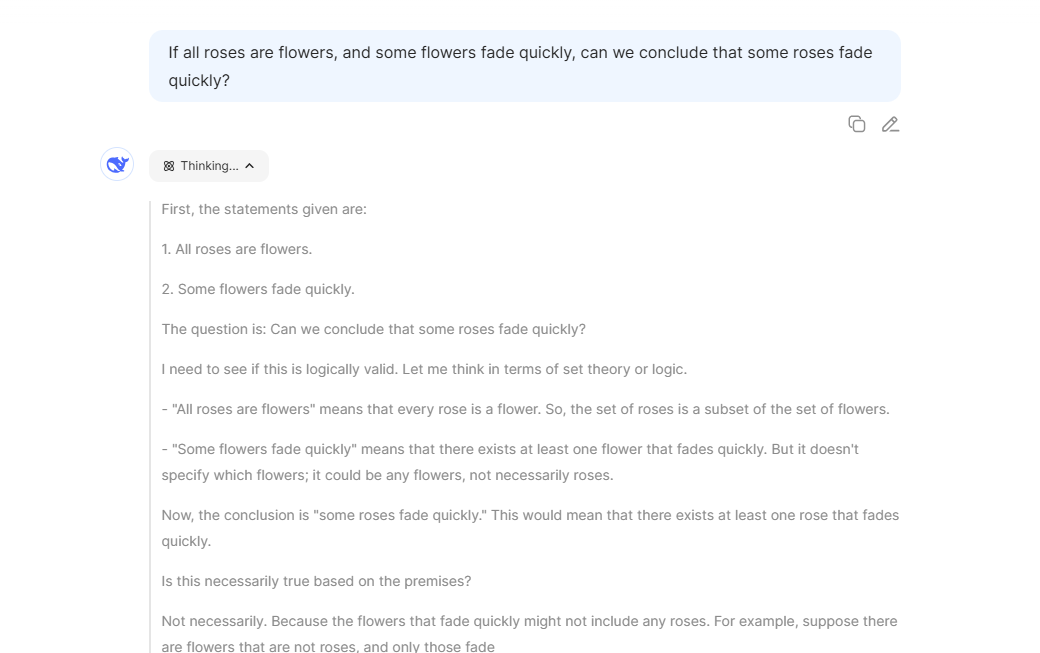 DeepSeek deep thinking example